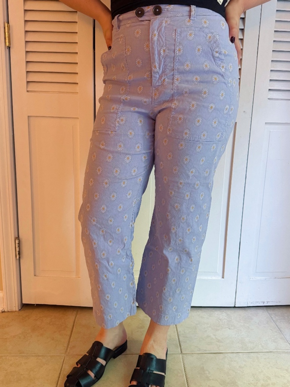 Anthropologie Blue Floral Patterned pants